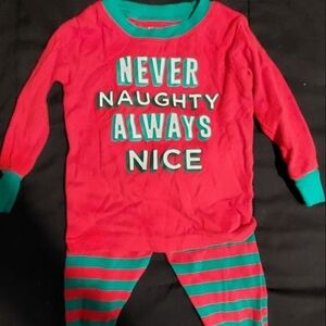 🎄Carter's "Never Naughty Always Nice" snug fit pj Unisex, Size 12m,Color:Red/g